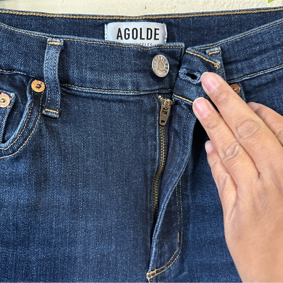 Agolde Sophie High Rise Skinny Crop Jeans in Reverb Raw Hem Size 30 - Picture 7 of 12